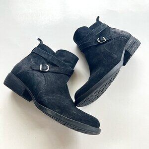 Born Chaval Flat‎ Casual Ankle BOOTS 865 Black Leather Womens Size 7M Buckle
